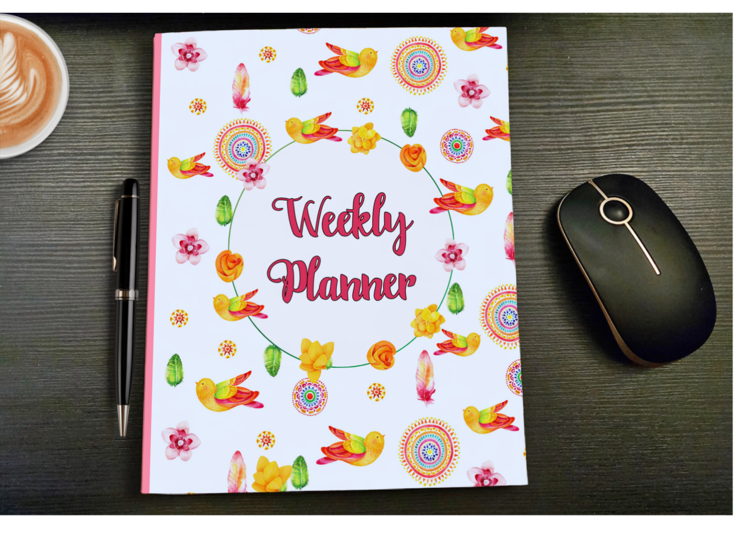 Bright and Colorful Undated One-Year Daily/Weekly Planner/Agenda with Watercolor Illustrations, Floral, Paperback