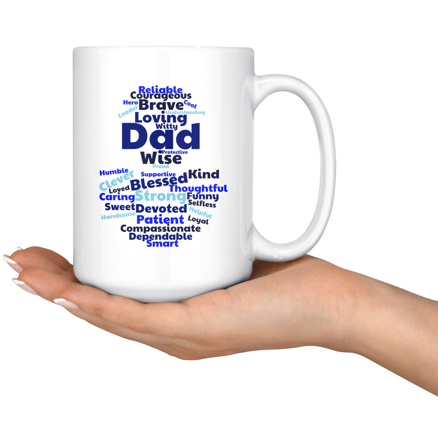 Dad Mug - 'Deep Blue' - Makes a great gift for Birthdays, Christmas, Father's Day or anytime!