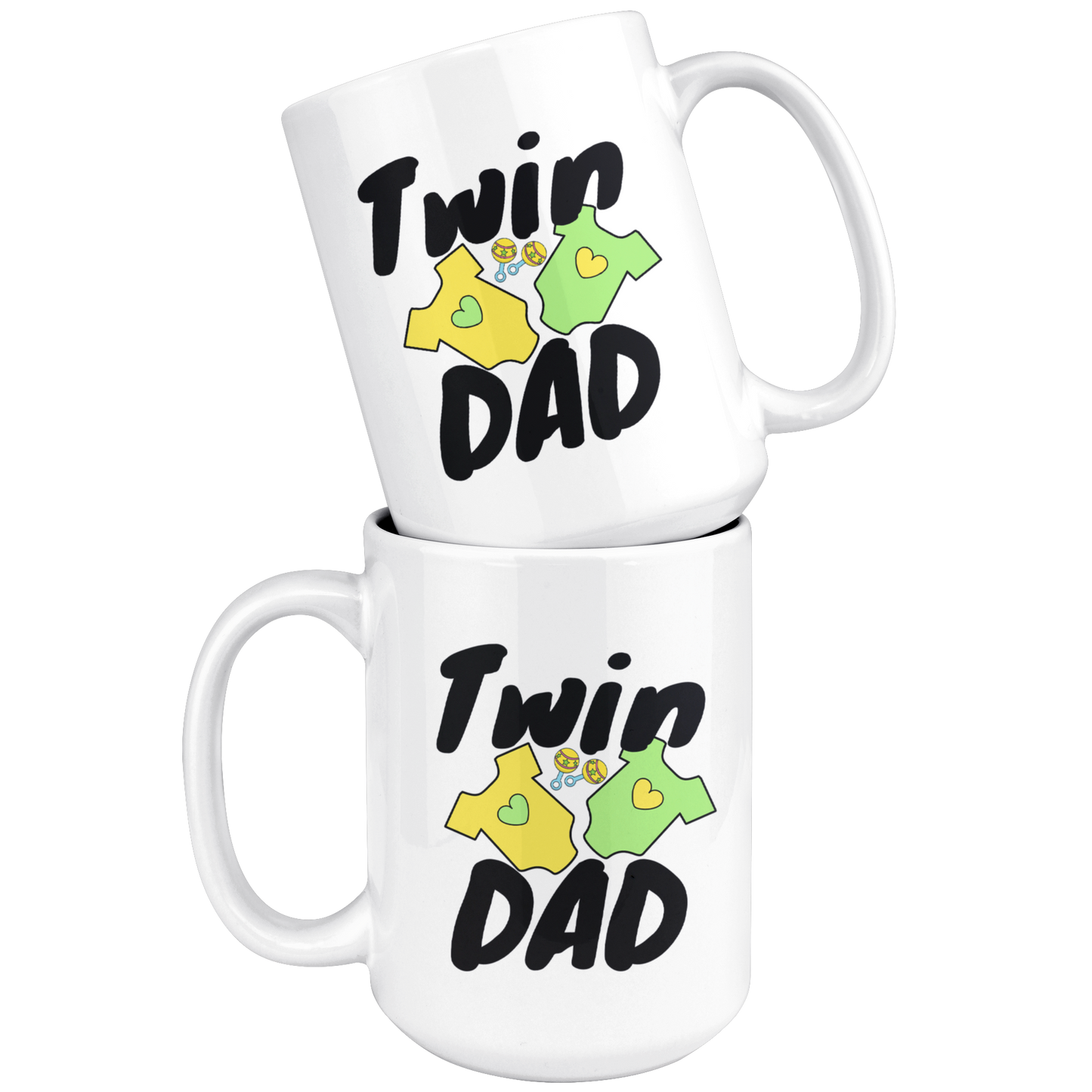 Dad Mug - 'Twin' Dad (Black) - Makes a great gift for Birthdays, Christmas, Father's Day or anytime!