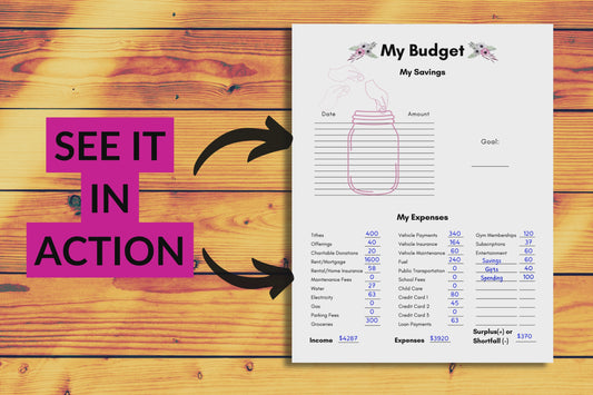 Instant-Download Printable Yearly/Monthly Income and Expenses Budget Tracker.