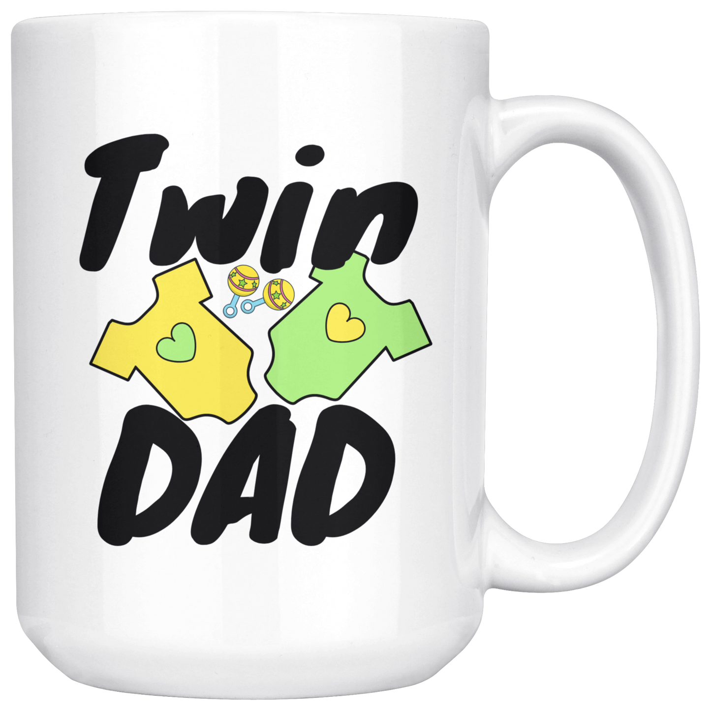 Dad Mug - 'Twin' Dad (Black) - Makes a great gift for Birthdays, Christmas, Father's Day or anytime!
