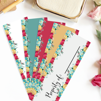 Printable Floral "Property of" Bookmark