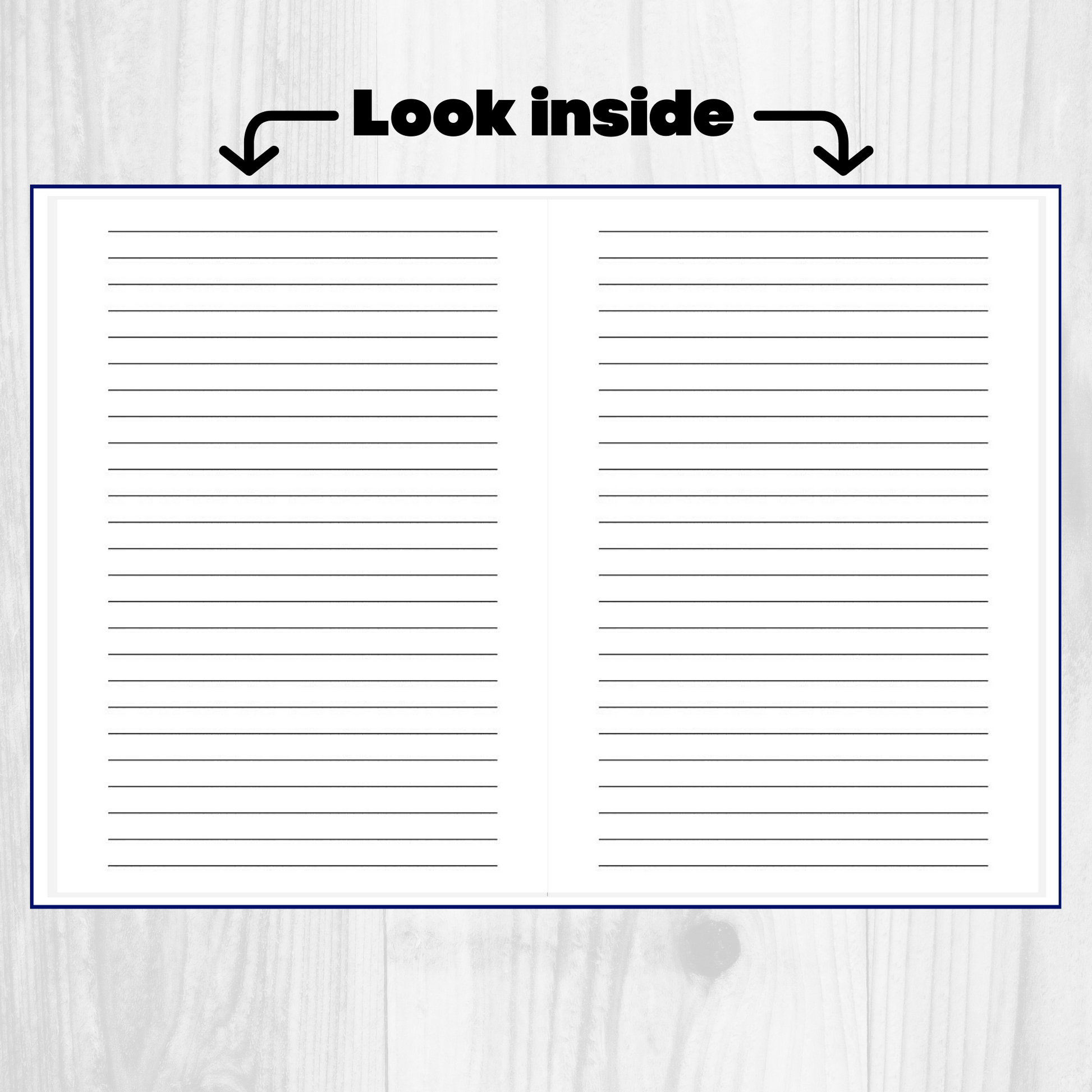 a look inside 6X9 blank-lined notebook