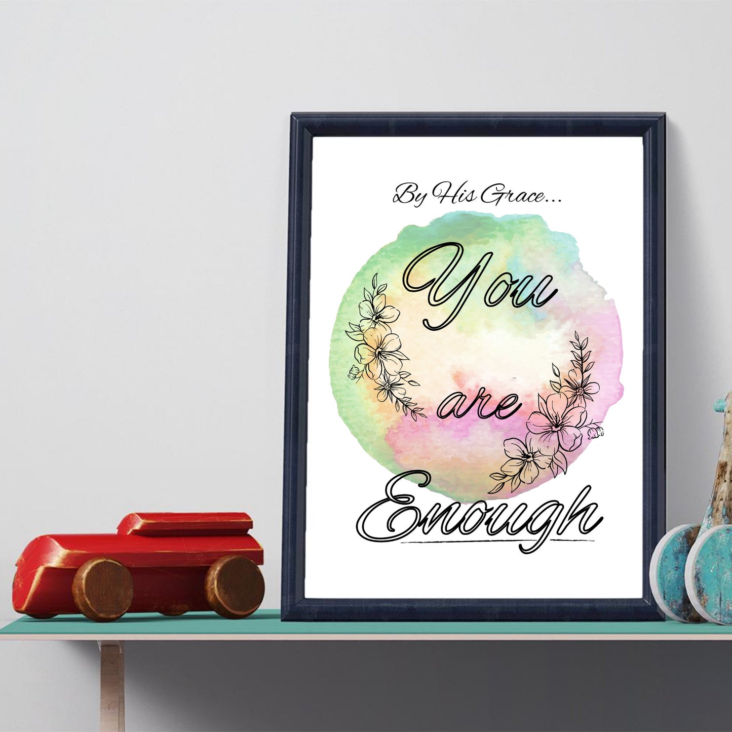 Instant-Download Watercolor Typography Print in Rainbow, Printable, Home/Office/Home Office/Bedroom/Living Room Wall Art Print
