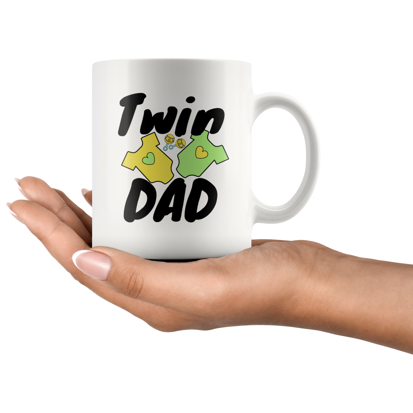 Dad Mug - 'Twin' Dad (Black) - Makes a great gift for Birthdays, Christmas, Father's Day or anytime!